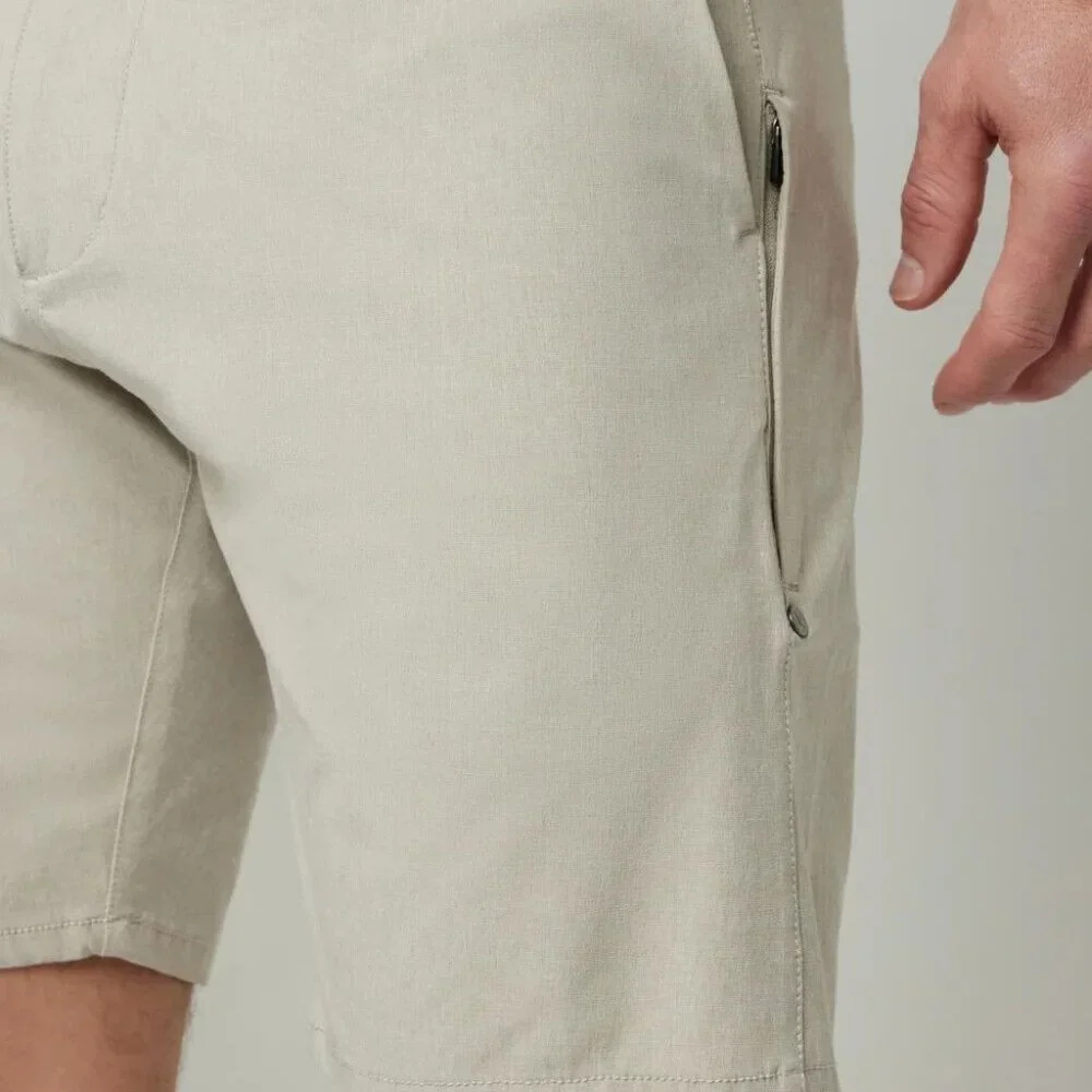 Vuori Shorts Mens 36 Khaki Tan Aim Chino Stretch Zip Pocket V368